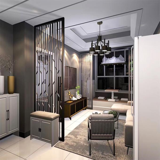 Metalen modern design haarlijn roestvrij staal privé scheidingsscherm woonkamer 3