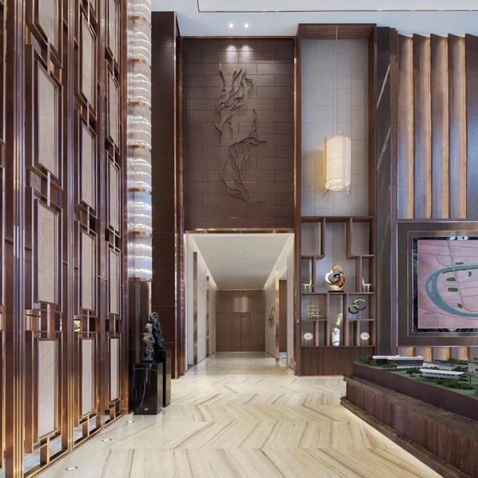 Metalen modern design haarlijn roestvrij staal privé scheidingsscherm woonkamer 4