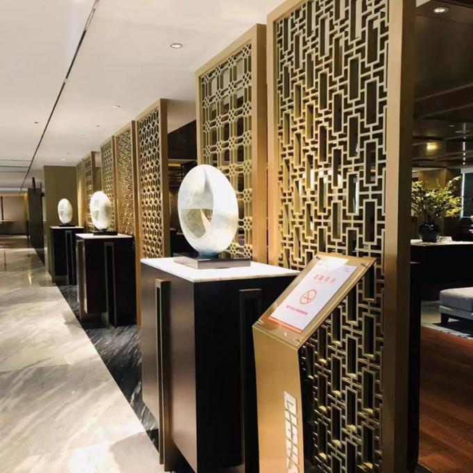 Metalen modern design haarlijn roestvrij staal privé scheidingsscherm woonkamer 5