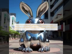 ODM 304 Animal Elephant Rabbit 304 Powder Coated Painting Sculpture Mirror Gepolijst 316L roestvrij staal Sculpture Street
