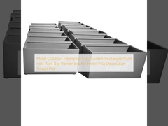 Metalen buiten glasvezel klei tuin rechthoekige plantenpotten Pack Big Planter Box voor hotel villa decoratie bloempot