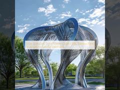 Zilver goudgrijs kleur gepoedercoat 316L roestvrij stalen sculptuur voor buitendecoratie