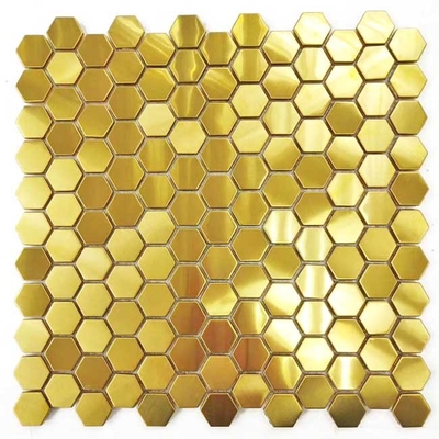 Hairline Opgepoetste Gouden Tegel van Roestvrij staal Hexagon Backsplash voor Keuken ISO DIN