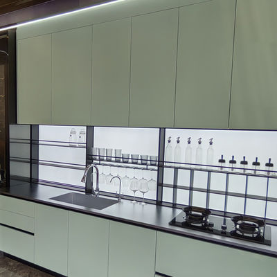Goede prijs Morden Design Custom Full Set Meubelen Luxe Keukenkasten Groen Aanpassen Roestvrij staal Keukenkasten online
