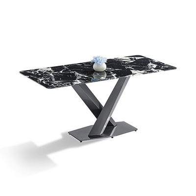 Goede prijs Moderne Gesinterde Steen Zwart Titanium Roestvrijstalen Eettafel online
