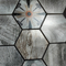 Europa witte kleur zeshoek type blad bloempatronen inkjet printen aluminium mozaïek tegel voor wanddecoratie