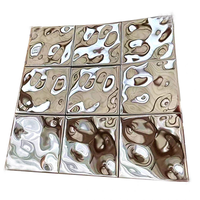 Spiegel Zilveren watergolf 304 roestvrij staal mozaïektegels 300x300mm Voor interieurdecoratie
