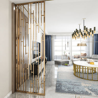 Goede prijs Gouden kleur roestvrij staal scherm scheidingswand ronde vorm haarlijn met kunst glas woonkamer decoratie mode stijl online