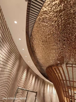 304 Goud Glinsterend Spiegel Water Rimpel Metalen honingraat Panel Kleur roestvrij staal Platen Plafond