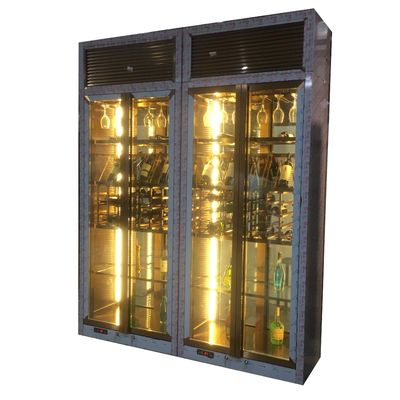 Goede prijs Custom gehard glas roestvrij staal wijnkelder constante temperatuur koeler opslag bar display kast online