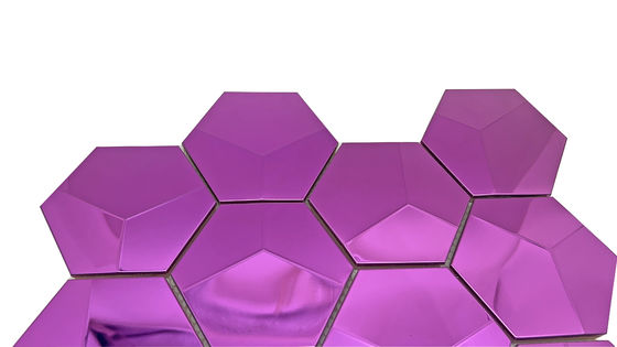 Goede prijs Hexagonale mosaïektegels violette kleur Muur keuken Backsplash roestvrij staal metaal mosaïektegels online