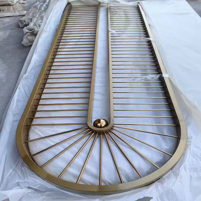 Bronzen kleur gepoetste haarlijn laser snijden 304 roestvrij staal metalen scherm scheidingswand voor hotel decoratie