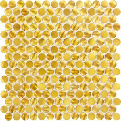 Goede prijs Ronde vorm Goudkleur roestvrij staal mozaïektegel voor muurachtergrond online