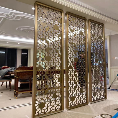 Bronze Pvd Coating Hollow Metal Stainless Steel Screen Partition & Room Divider