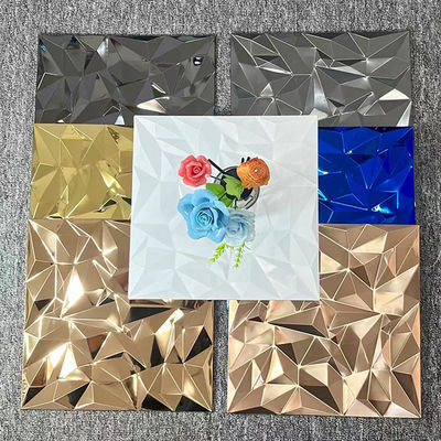 Goede prijs Mosaiektegels van roestvrij staal voor wanddecoratie 300x300mm Spiegel Grootkorrel Stereo Achtergrond Brick Mosaïek online