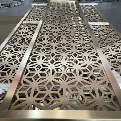 Laser snijden 3 * 10ft Jali decoratie Hotel project Huismeubelen Borstel Goud roestvrij staal scherm