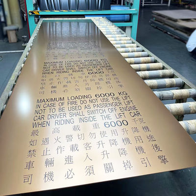 Goede prijs Geëtste 8k goud Pvd coating roestvrij staal plaat met anti-vingerafdruk voor vijf sterren hotel lift online