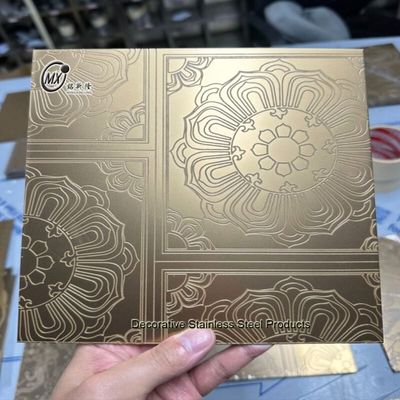 Goede prijs Verschillende patroon gegraveerd oppervlak Pvd coating roestvrij staal plaat voor design decoratie online