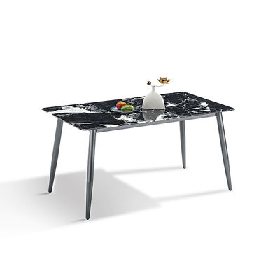 Goede prijs Modern gesinterd stenen tafelblad Grijze kleur Carbon Steel basis Eettafel online