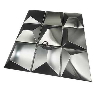 Goede prijs 3D stereoscopische spiegelwand bar restaurant hotel woonkamer decoratie metalen mozaïek online