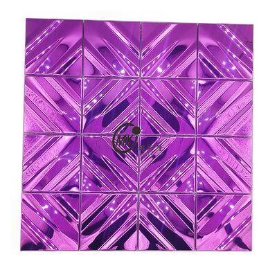 Wanddecoratie Violet Diamant Raster Glans Spiegel Metaal Mozaïek Keramische Tegel