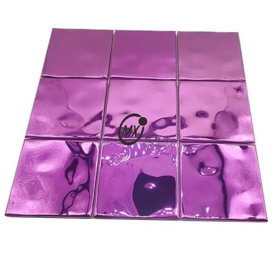 Goede prijs 300X300MM Luxe wandtegels Decoratieve roestvrij staal metaal violet vierkant spiegel mozaïek voor backsplash online