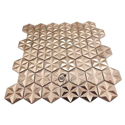 Midden-Oosten Blauw geborsteld oppervlak Populair decoratief Roos Goud En Zilver Kleur Aluminium Metaal Mozaïektegel