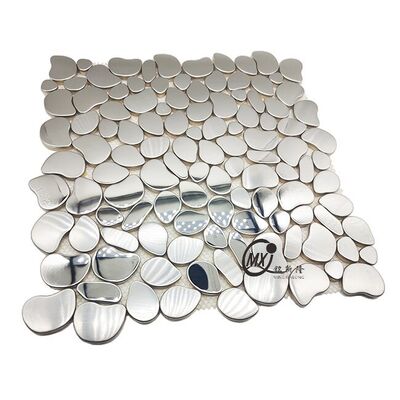Metalen mozaïektegels met zilveren spiegel in de vorm van kiezelsteen - voor woonkamer/badkamer/eetkamer/hotel Accent Wand Decoratie Projecten