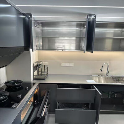 Goede prijs Keukenkasten van roestvrij staal voor buiten Aanpasbare maten Moderne stijl met wastafel ladeslider en opslag accessoires online