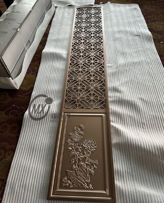 Goede prijs Chinese stijl laser gesneden roestvrij staal scherm scheidingswand met bloem patroon en PVD Plating Titanium online