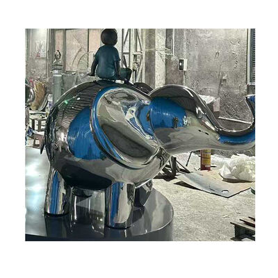 Goede prijs Luxury Hotel Lobby Custom Blue Silver 201 304 316L  Stainless Steel Elephant Statue for Commercial Plaza Decoration online