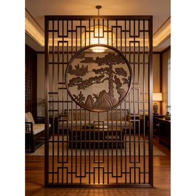 201 304 Laser Gesneden Vergulde Metalen Scherm Kunst Carved Partition voor High-End Hotel Lobby