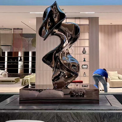 Goede prijs Moderne abstracte sculptuur van roestvrij staal - gepolijste zwarte titanium afwerking voor hotellobby en luxe interieur online