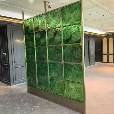 Goede prijs Luxe smaragdgroen glazen roestvrijstalen kamerverdeler decoratief scherm voor villa interieurproject online